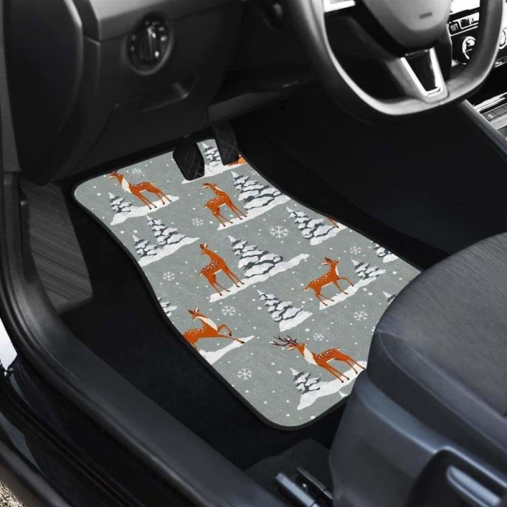 Beautiful Deers Winter Christmas Front And Back Car Mats 161012