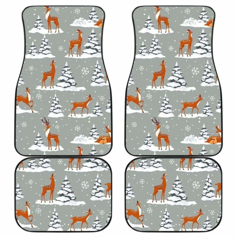 Beautiful Deers Winter Christmas Front And Back Car Mats 161012