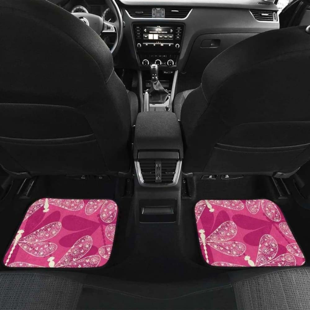 Beautiful Dragonfly Pink Background Front And Back Car Mats 135711