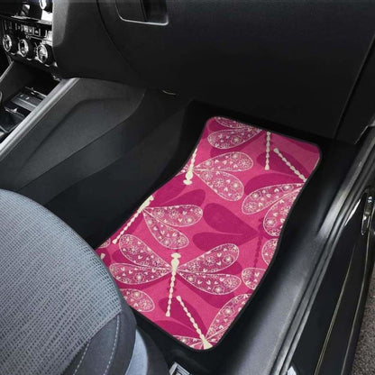 Beautiful Dragonfly Pink Background Front And Back Car Mats 135711
