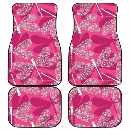 Beautiful Dragonfly Pink Background Front And Back Car Mats 135711