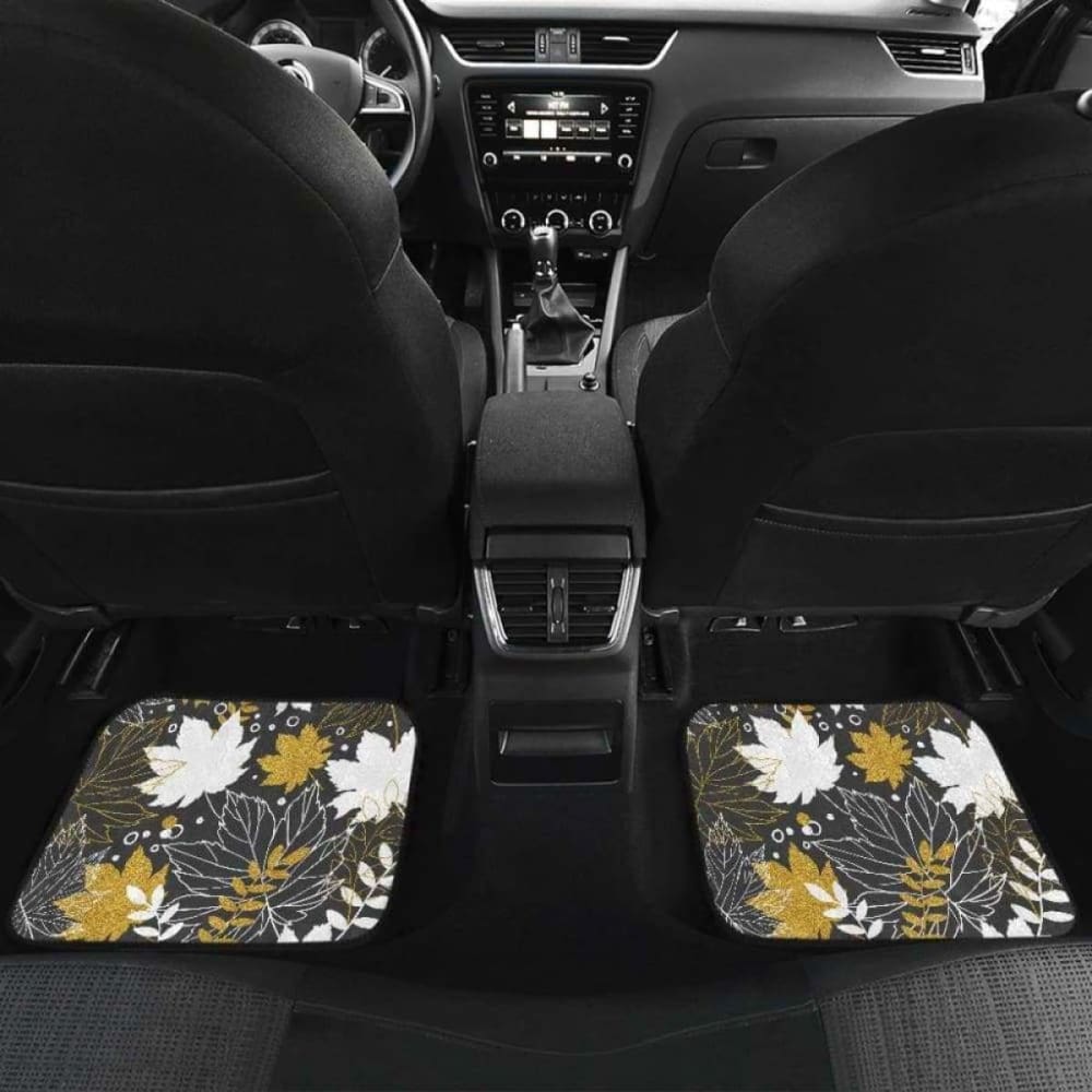 Beautiful Gold Autumn Maple Leaf Pattern Front And Back Car Mats 174914 - YourCarButBetter