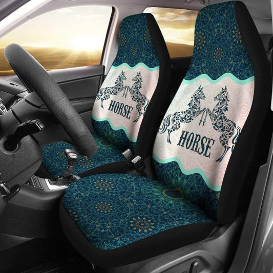 Beautiful Horse Vintage Mandala Car Seat Covers 210303