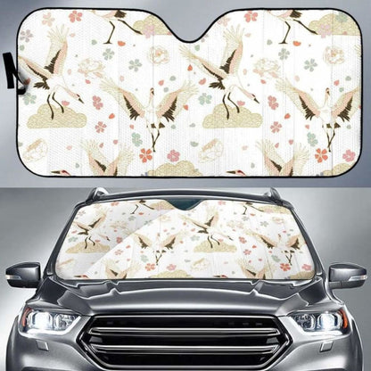 Beautiful Japanese Cranes Pattern Car Auto Sun Shades 094201 - YourCarButBetter