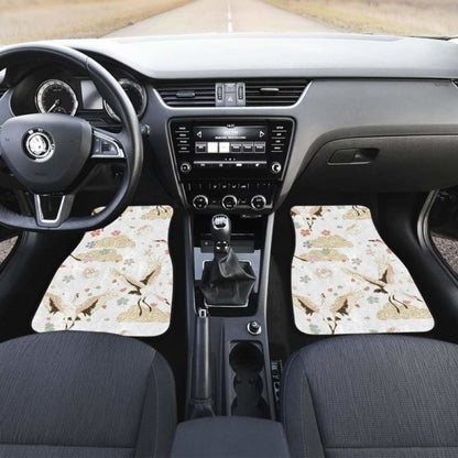 Beautiful Japanese Cranes Pattern Front And Back Car Mats 094201 - YourCarButBetter