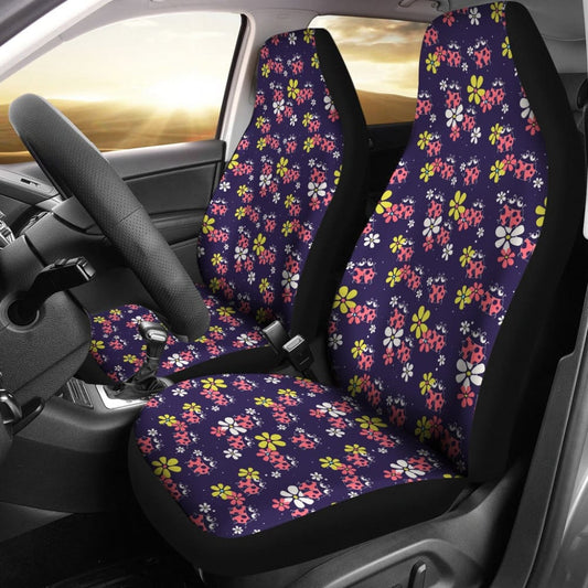Beautiful Ladybug Funny Flower Print Car Seat Covers 210901 - YourCarButBetter