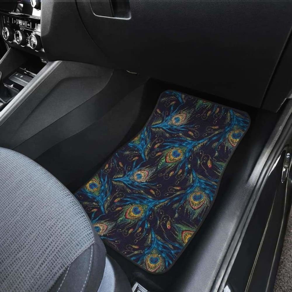 Beautiful Peacock Feather Pattern Front And Back Car Mats 181703 - YourCarButBetter