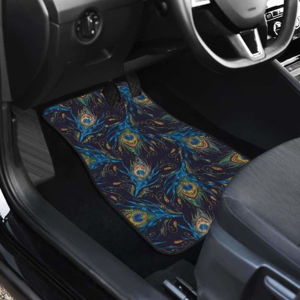 Beautiful Peacock Feather Pattern Front And Back Car Mats 181703 - YourCarButBetter
