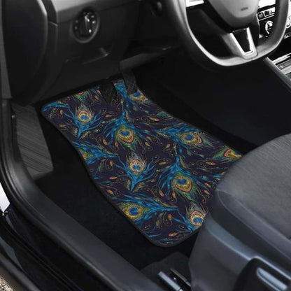 Beautiful Peacock Feather Pattern Front And Back Car Mats 181703 - YourCarButBetter