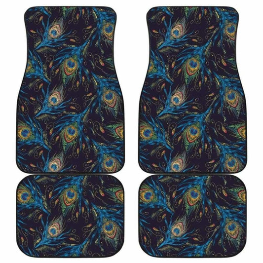 Beautiful Peacock Feather Pattern Front And Back Car Mats 181703 - YourCarButBetter