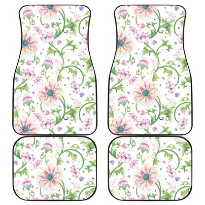Beautiful Pink Lotus Waterlily Leaves Pattern Car Floor Mats 210301 - YourCarButBetter
