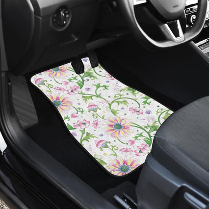 Beautiful Pink Lotus Waterlily Leaves Pattern Car Floor Mats 210301 - YourCarButBetter
