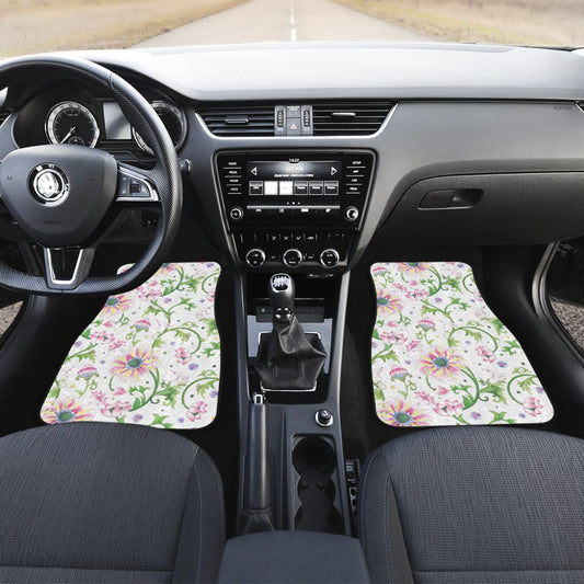 Beautiful Pink Lotus Waterlily Leaves Pattern Car Floor Mats 210301 - YourCarButBetter