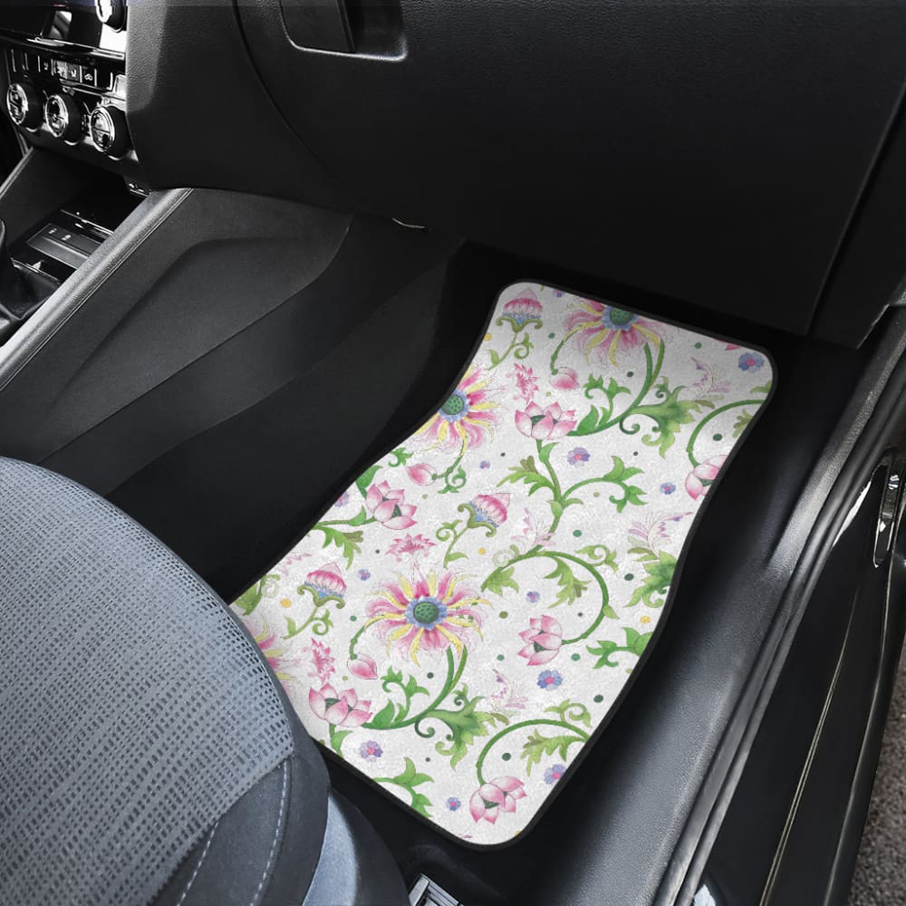 Beautiful Pink Lotus Waterlily Leaves Pattern Car Floor Mats 210301 - YourCarButBetter