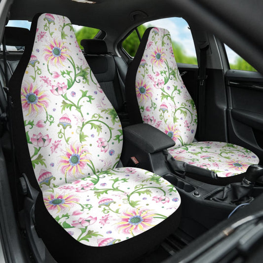 Beautiful Pink Lotus Waterlily Leaves Pattern Car Seat Covers 210301 - YourCarButBetter