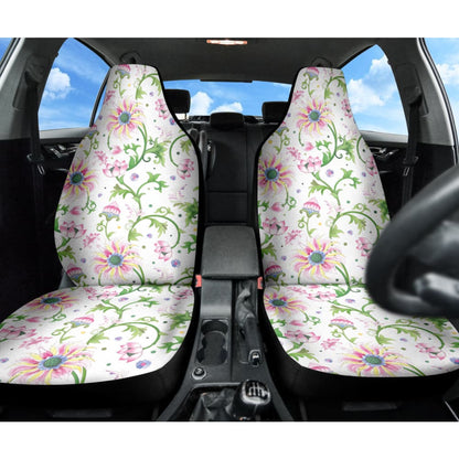Beautiful Pink Lotus Waterlily Leaves Pattern Car Seat Covers 210301 - YourCarButBetter