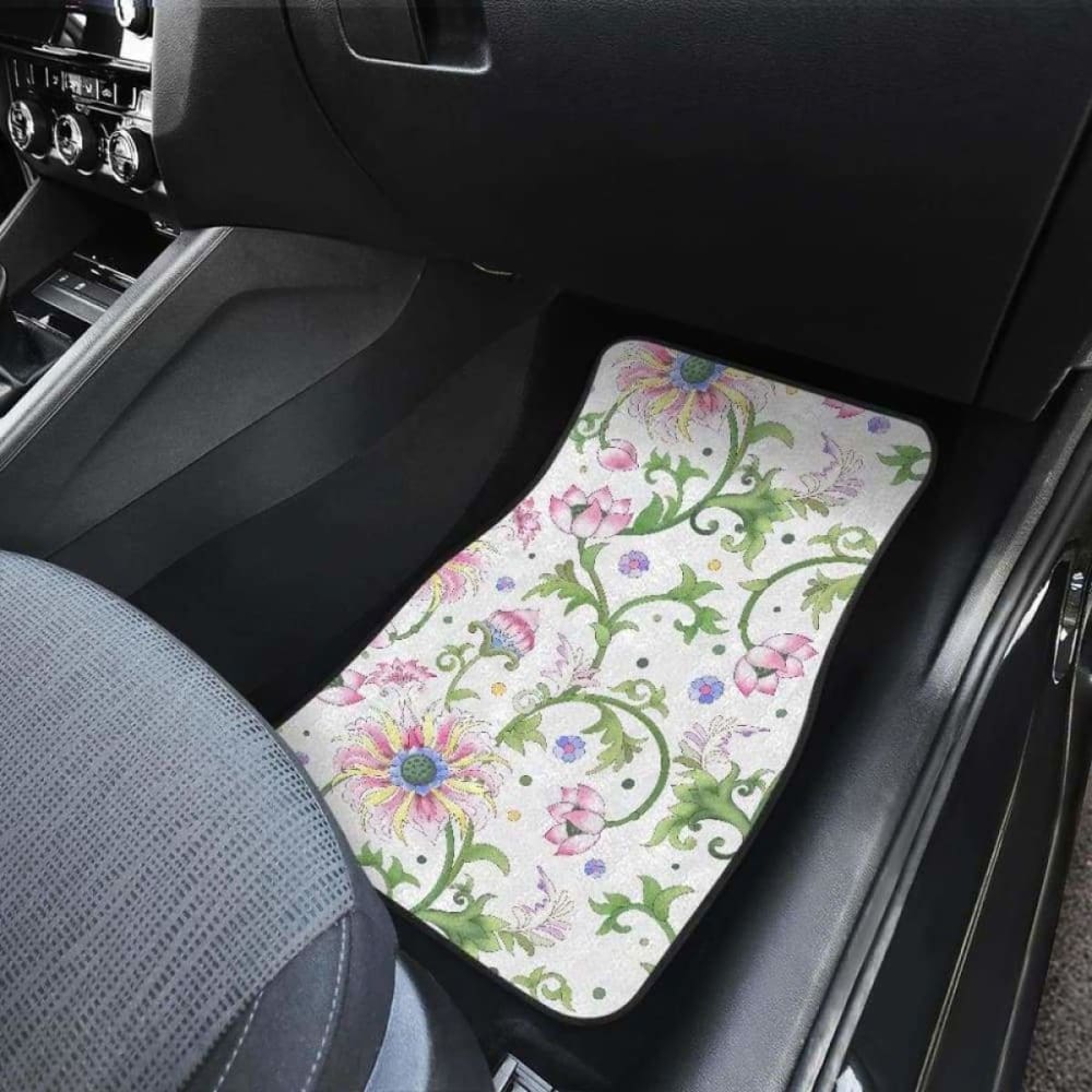 Beautiful Pink Lotus Waterlily Leaves Pattern Front And Back Car Mats 174914 - YourCarButBetter