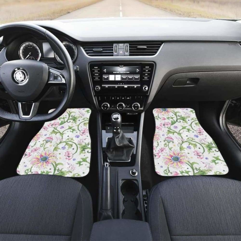 Beautiful Pink Lotus Waterlily Leaves Pattern Front And Back Car Mats 174914 - YourCarButBetter