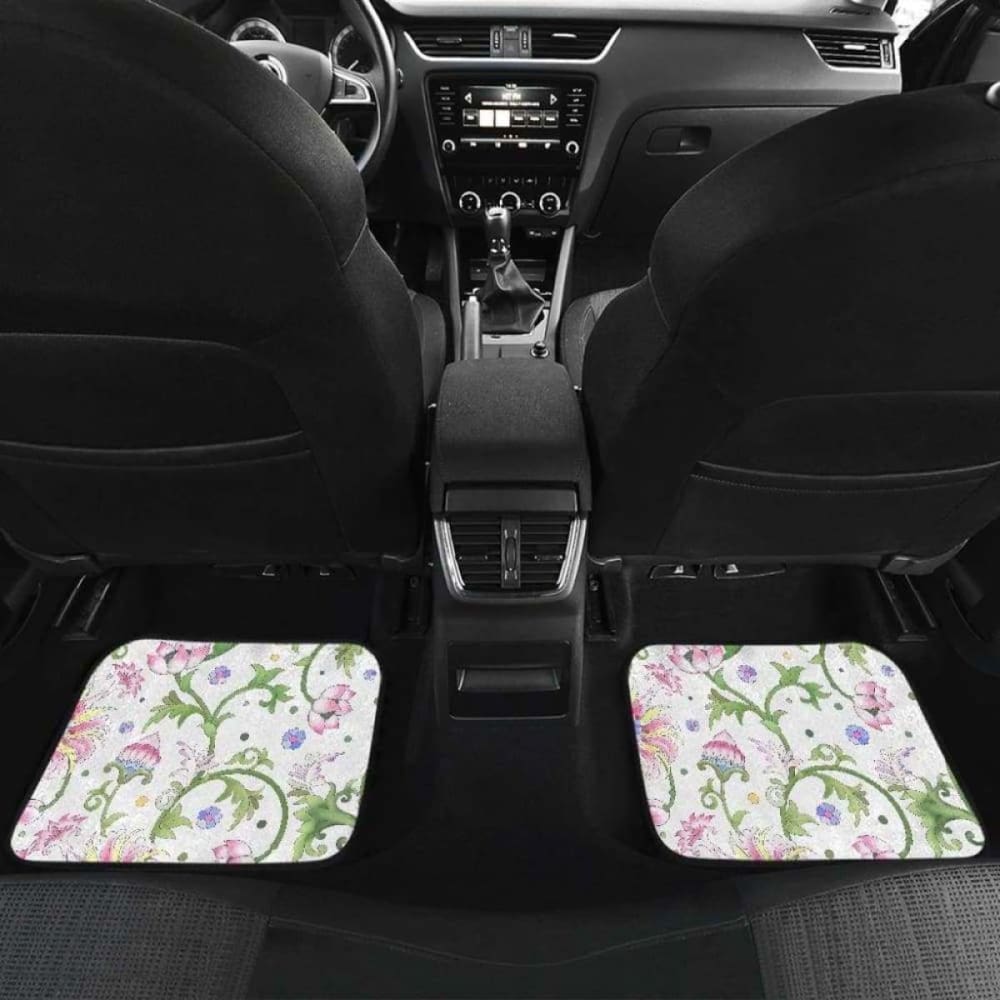 Beautiful Pink Lotus Waterlily Leaves Pattern Front And Back Car Mats 174914 - YourCarButBetter