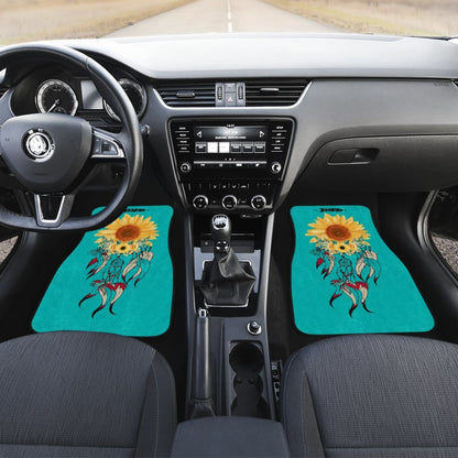 Beautiful Sunflowers Dream Catcher Turquoise Printed Car Floor Mats 212003 - YourCarButBetter