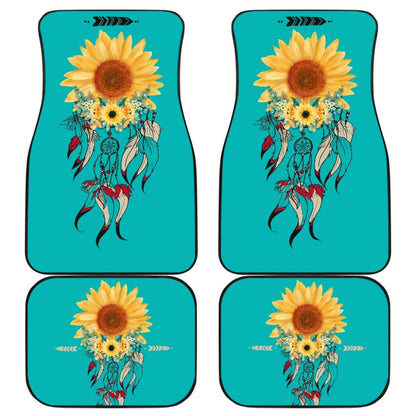 Beautiful Sunflowers Dream Catcher Turquoise Printed Car Floor Mats 212003 - YourCarButBetter