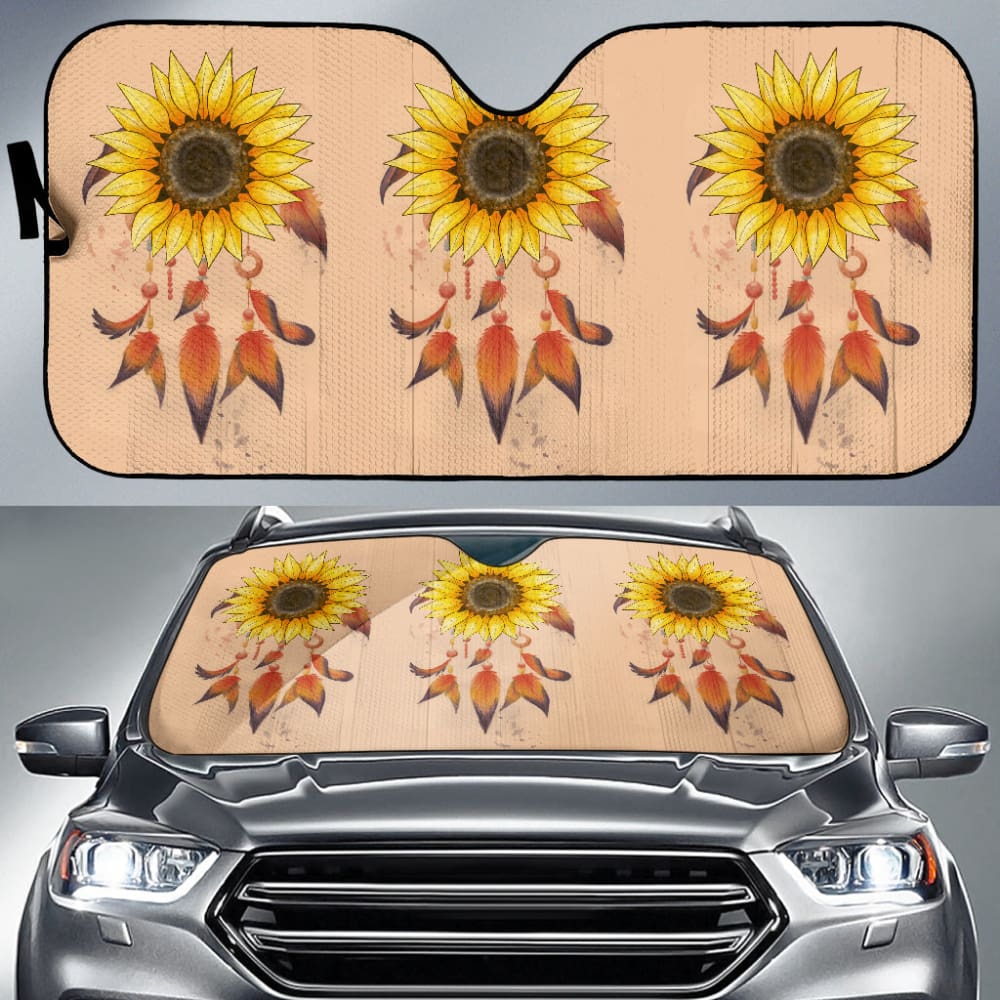 Beautiful Sunflowers Dreamcatcher Car Auto Sun Shades 212503 - YourCarButBetter