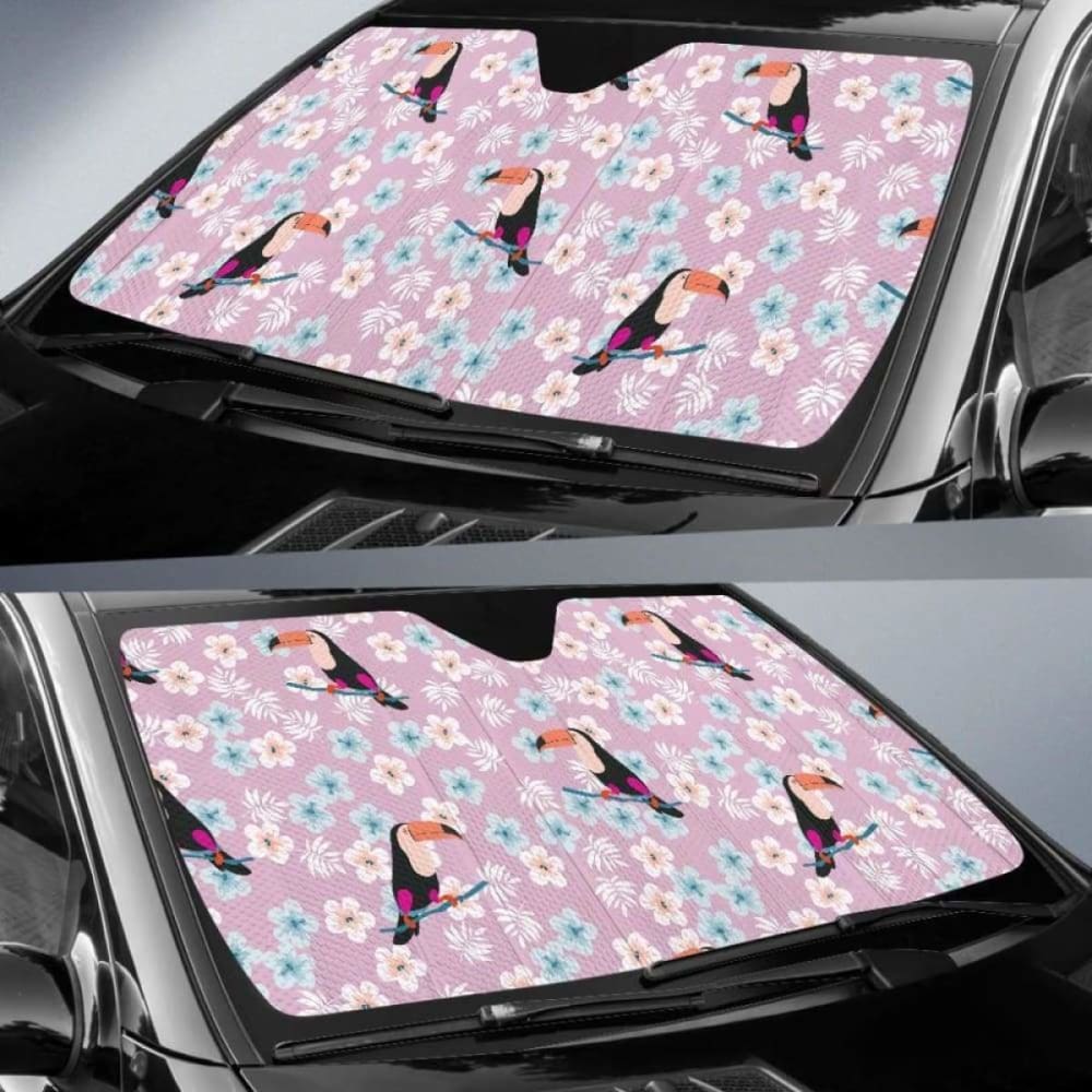 Beautiful Toucan Flower Leaves Car Auto Sun Shades 182102 - YourCarButBetter
