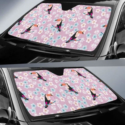 Beautiful Toucan Flower Leaves Car Auto Sun Shades 182102 - YourCarButBetter