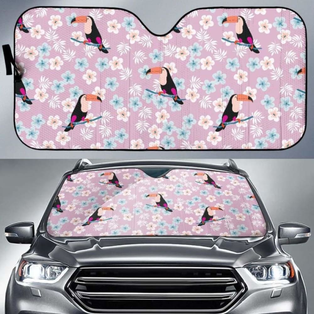 Beautiful Toucan Flower Leaves Car Auto Sun Shades 182102 - YourCarButBetter