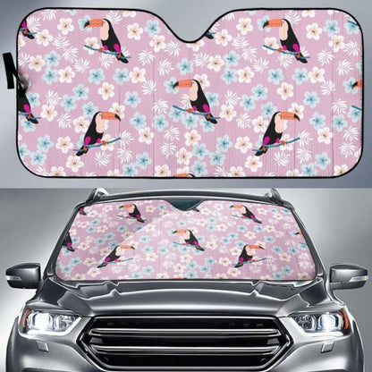 Beautiful Toucan Flower Leaves Car Auto Sun Shades 182102 - YourCarButBetter