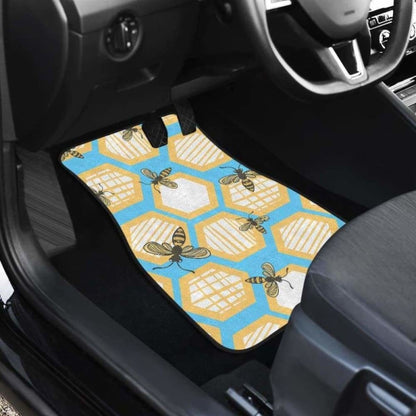Bee Honeycomb Pattern Front And Back Car Mats 192609 - YourCarButBetter