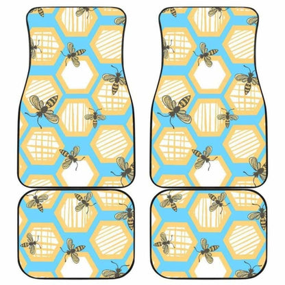 Bee Honeycomb Pattern Front And Back Car Mats 192609 - YourCarButBetter