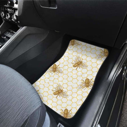 Bee Honeycomb Seamless Design Pattern Front And Back Car Mats 192609 - YourCarButBetter