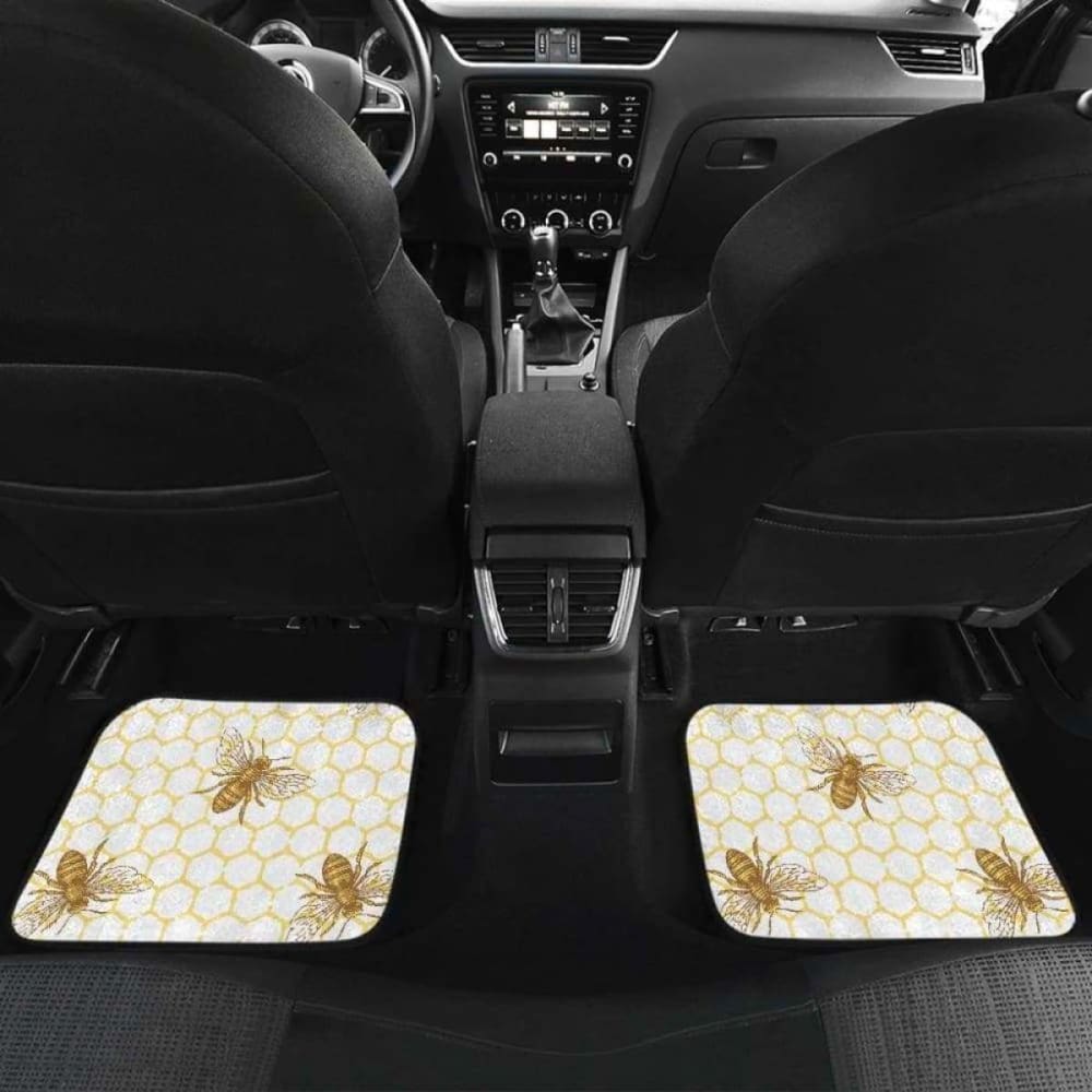 Bee Honeycomb Seamless Design Pattern Front And Back Car Mats 192609 - YourCarButBetter