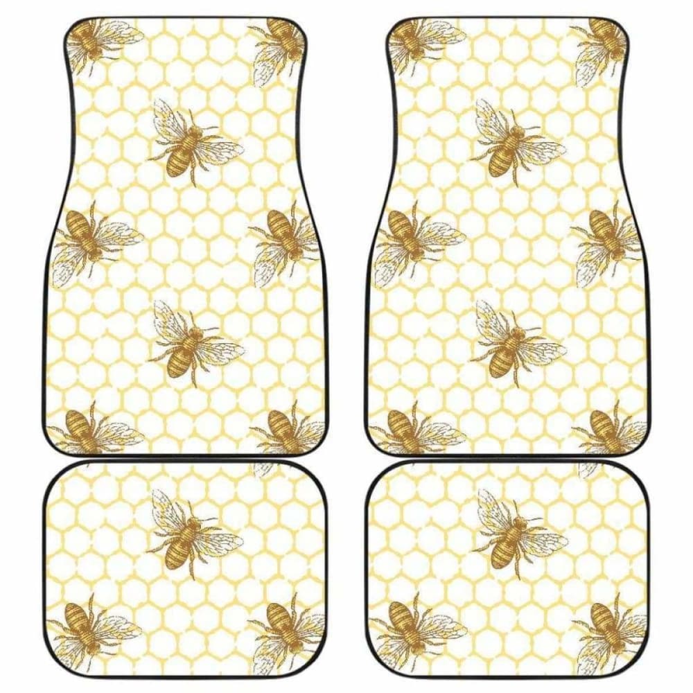 Bee Honeycomb Seamless Design Pattern Front And Back Car Mats 192609 - YourCarButBetter