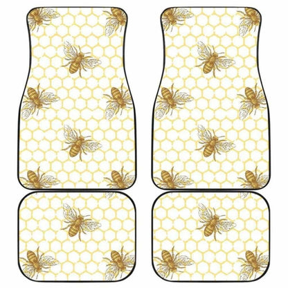 Bee Honeycomb Seamless Design Pattern Front And Back Car Mats 192609 - YourCarButBetter