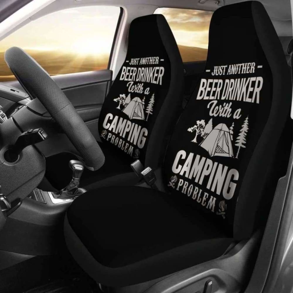 Beer Drinker Camping Problem Car Seat Covers 195016 - YourCarButBetter