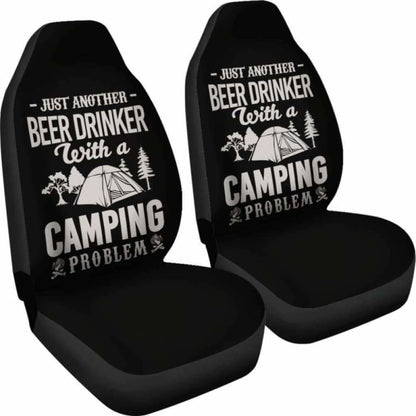 Beer Drinker Camping Problem Car Seat Covers 195016 - YourCarButBetter
