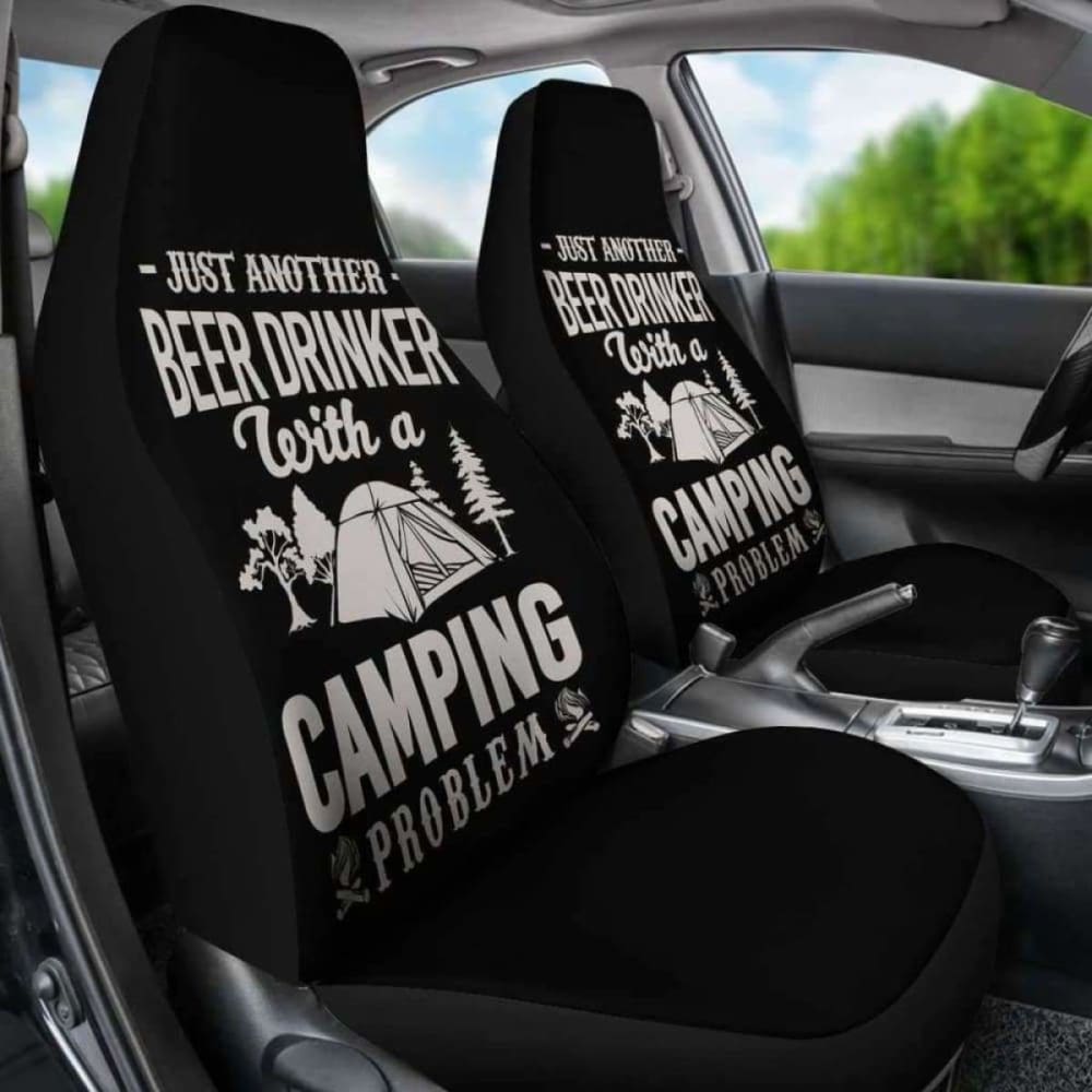 Beer Drinker Camping Problem Car Seat Covers 195016 - YourCarButBetter