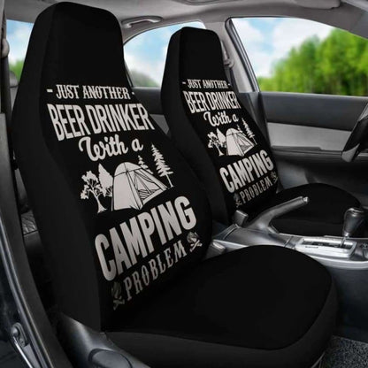 Beer Drinker Camping Problem Car Seat Covers 195016 - YourCarButBetter