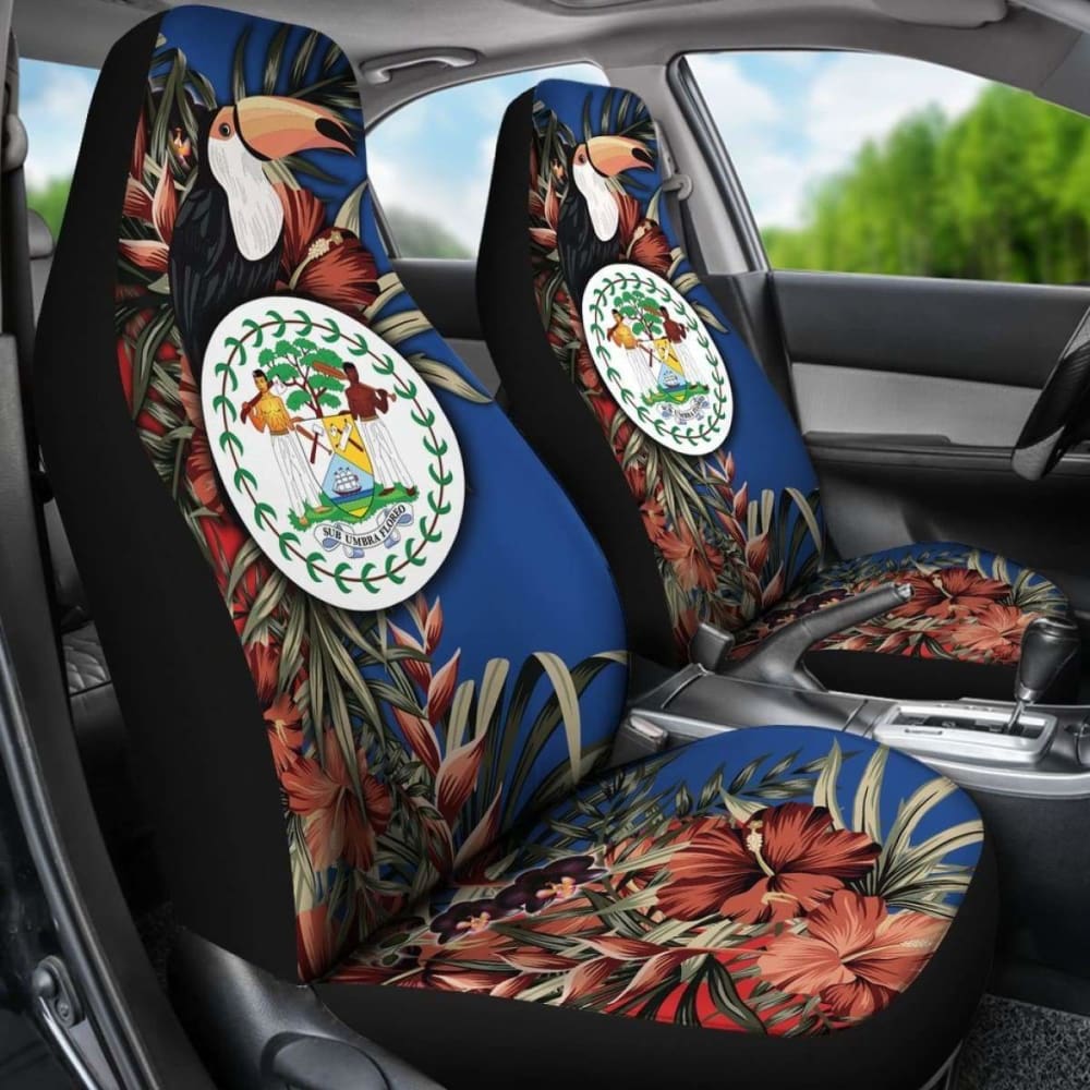 Belize Car Seat Covers - Belize National Flag With Toucan And Black Orchid - 19 221205 - YourCarButBetter