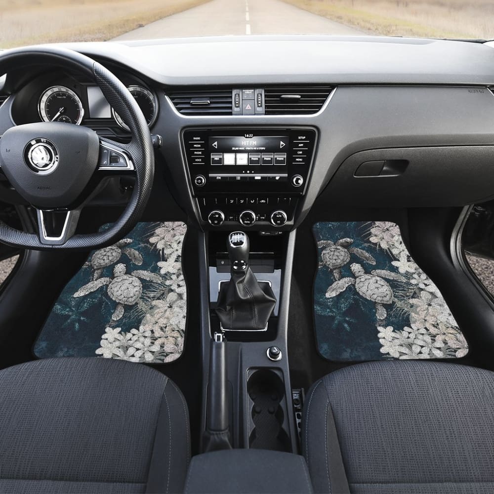 Best Gift Hawaii Kanaka Maoli Sea Turtle Hibiscus Blue Waves Car Floor Mats 210507 - YourCarButBetter