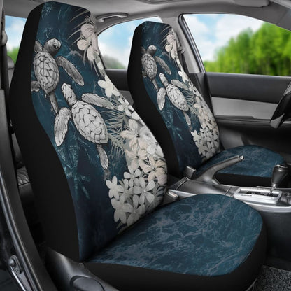 Best Gift Hawaii Kanaka Maoli Sea Turtle Hibiscus Blue Waves Car Seat Covers 210507 - YourCarButBetter