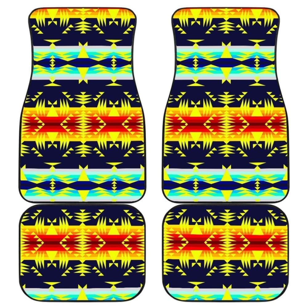 Between The Mountains Navy Yellow Car Floor Mats 550317 - YourCarButBetter