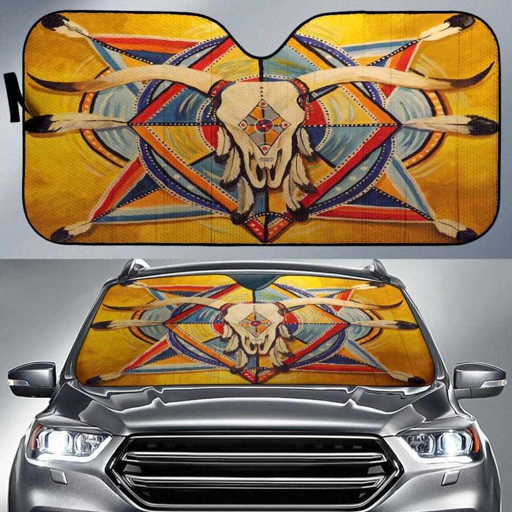 Bison Yellow Native American Auto Sun Shades 093223 - YourCarButBetter