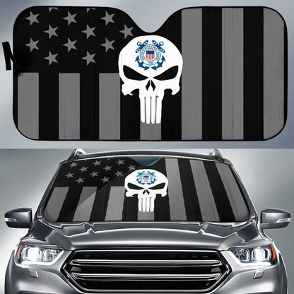 Black American Flag US Coast Guard Car Auto Sun Shades 210701 - YourCarButBetter