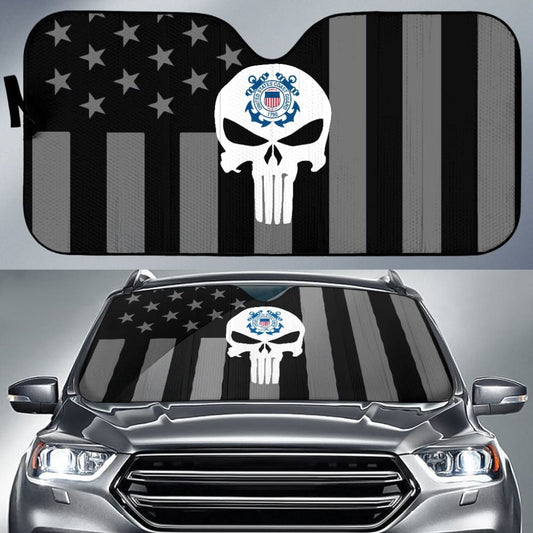 Black American Flag US Coast Guard Car Auto Sun Shades 210701 - YourCarButBetter