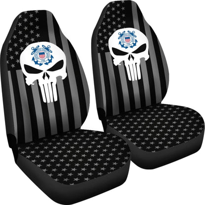 Black American Flag US Coast Guard Car Seat Covers 210701 - YourCarButBetter