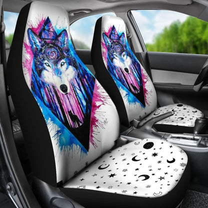 Black And Blue Wolf Car Seat Covers 174510 - YourCarButBetter