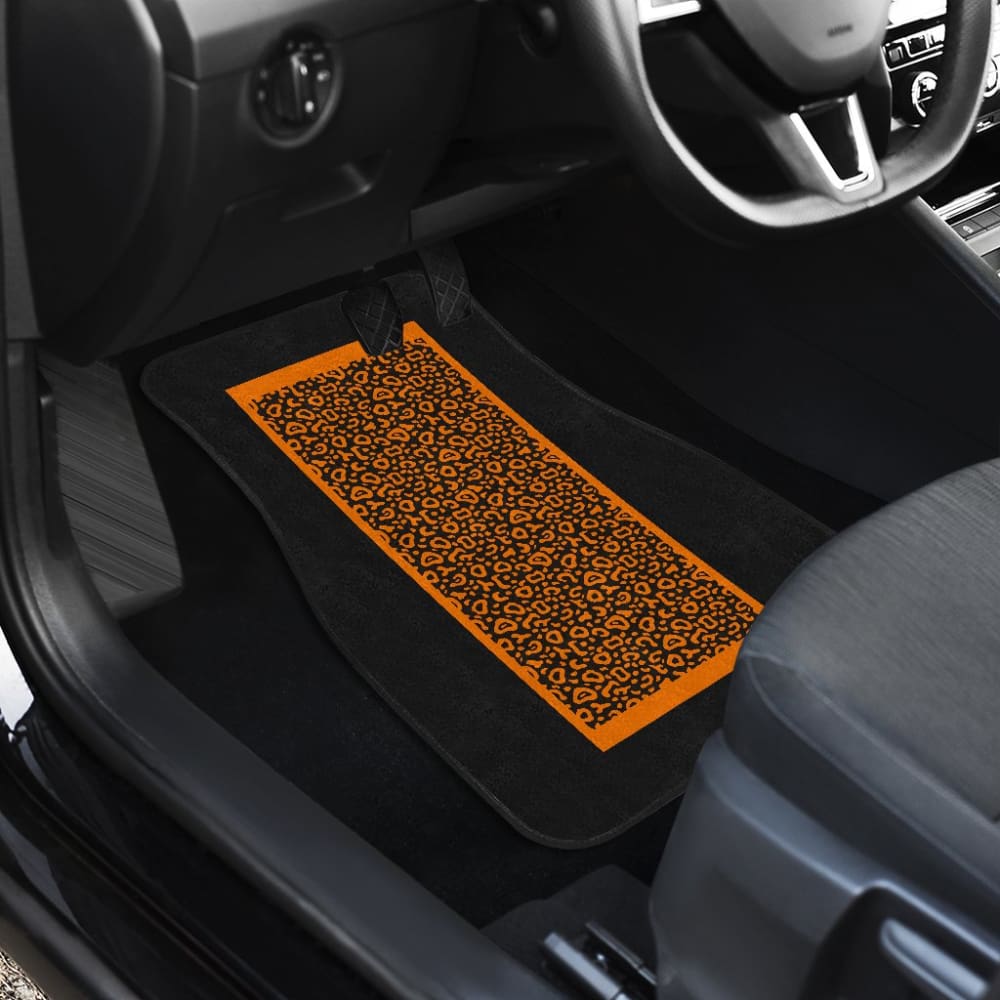 Black And Brown Leopard Skin Print Car Floor Mats 211504 - YourCarButBetter
